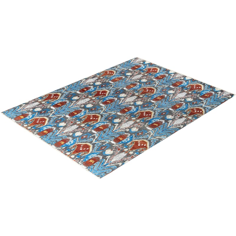 Ikat One-of-a-Kind Hand-Knotted Area Rug - Rust, 9' 0" x 12' 0" - 9' 0" x 12' 0"