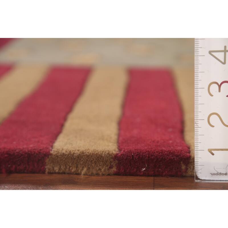 Checkered Gabbeh Oriental Area Rug Hand-Tufted Wool Carpet - 5'0" x 8'0"