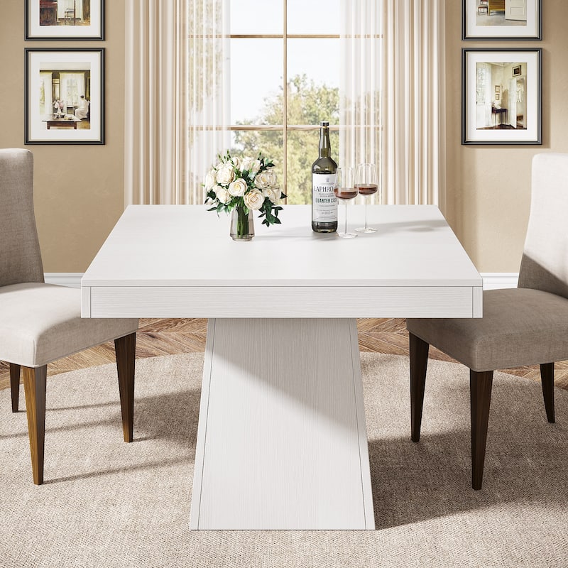 31.5 Inch Square Dining Table, Wood Kitchen Table Small Dinner Table Farmhouse Dining Room Table - White