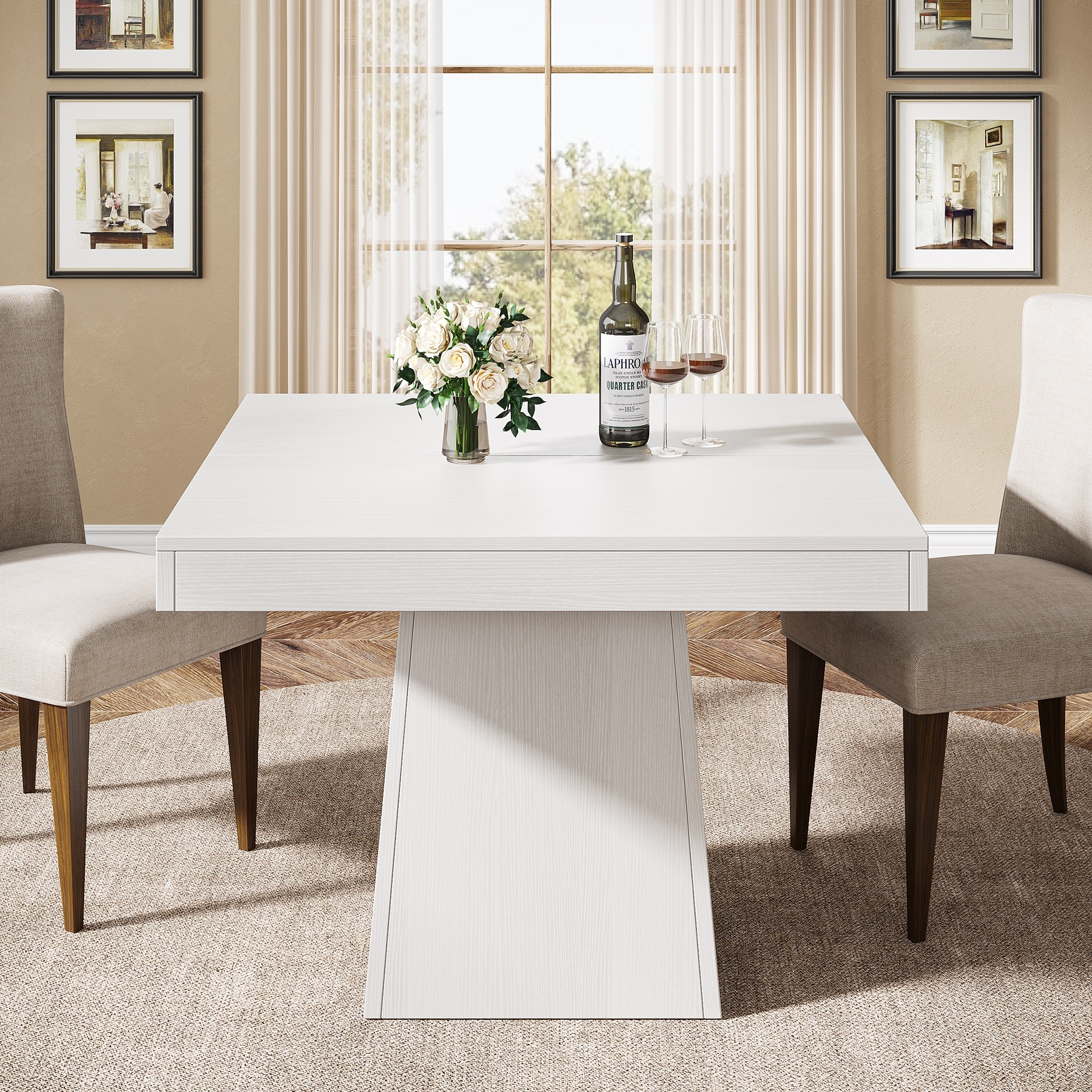 31.5 Inch Square Dining Table, Wood Kitchen Table Small Dinner Table Farmhouse Dining Room Table