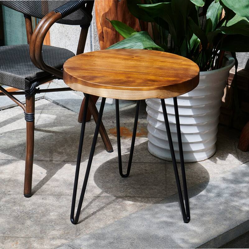 Greenage Teak End Table Solid Live Edge Side Table