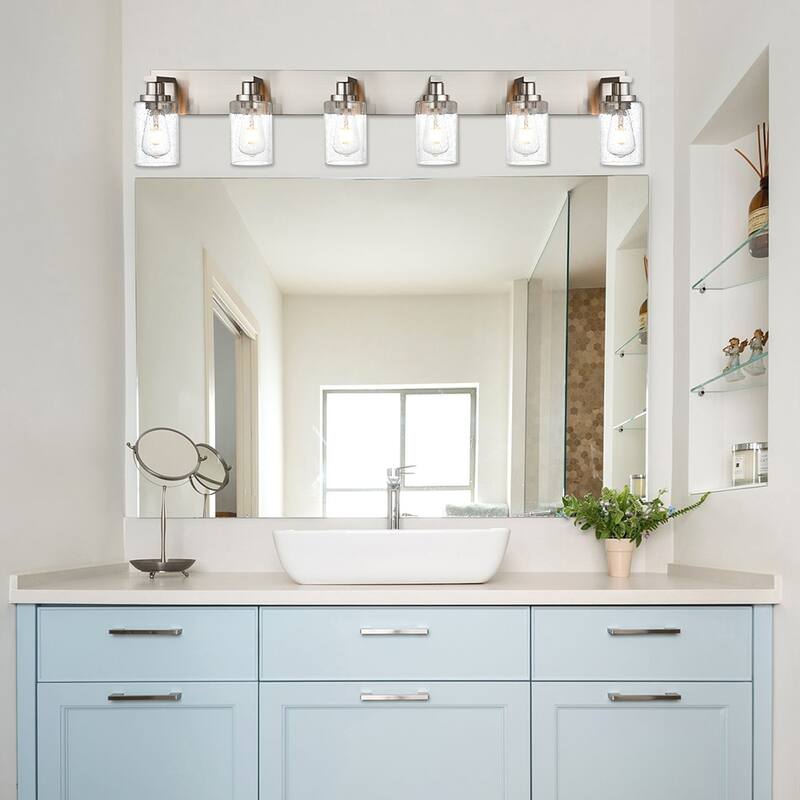 Modern Vanity Light with Seeded Glass Shade
