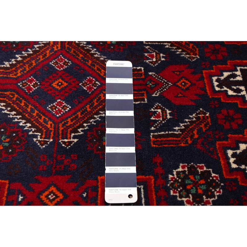 ECARPETGALLERY Hand-knotted Teimani Dark Navy, Red Wool Rug - 3'3 x 6'1