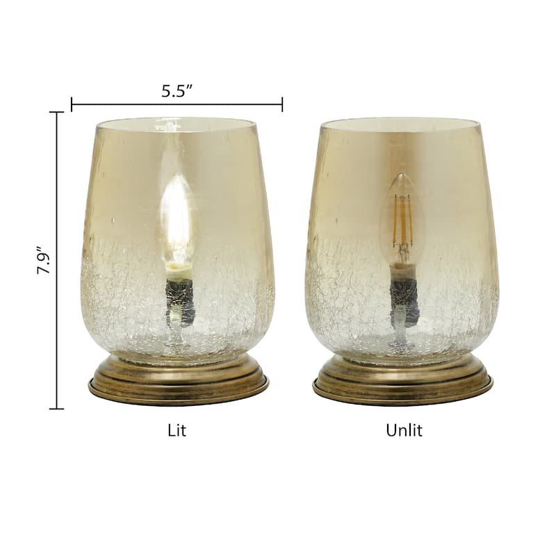 River of Goods Metallic Smoke Crackled Glass 7.9-inch Handblown Accent Table Lamp - 5.5"L x 5.5"W x 7.9"H