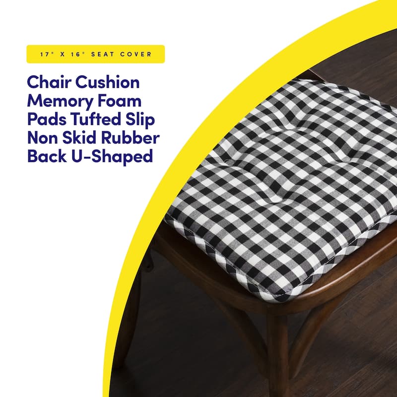 Checkered Memory Foam U-Shape Non-Slip Chair Cushion Sets