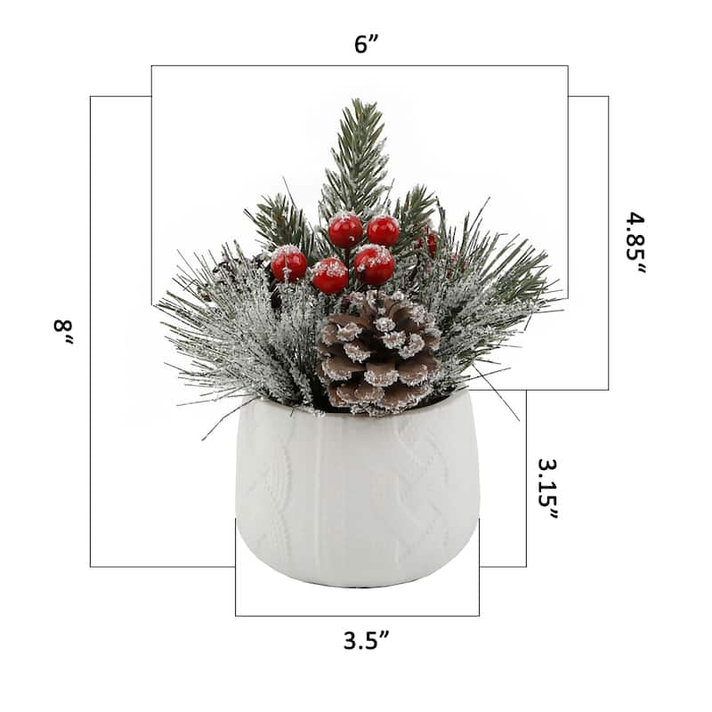 Xmas Mix in White Sweater Ceramic Pot
