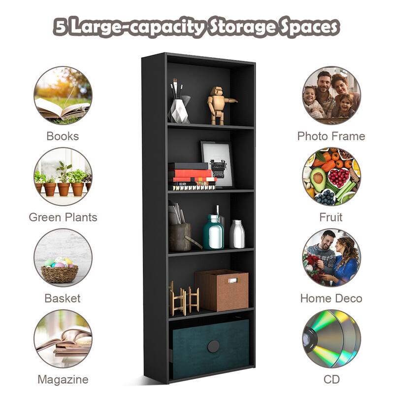 5-tier Modern Multifunctional Display Storage Bookshelf