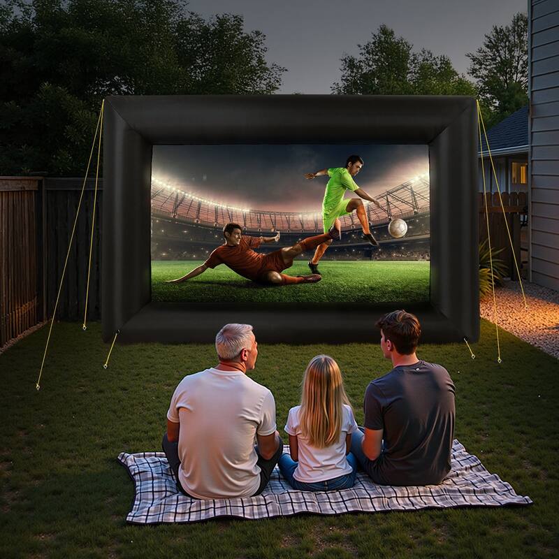 Outdoor & Indoor Movie Screen with 600D Washable Oxford Fabric 250W Quiet Blower Quick Setup, Front & Rear Projection