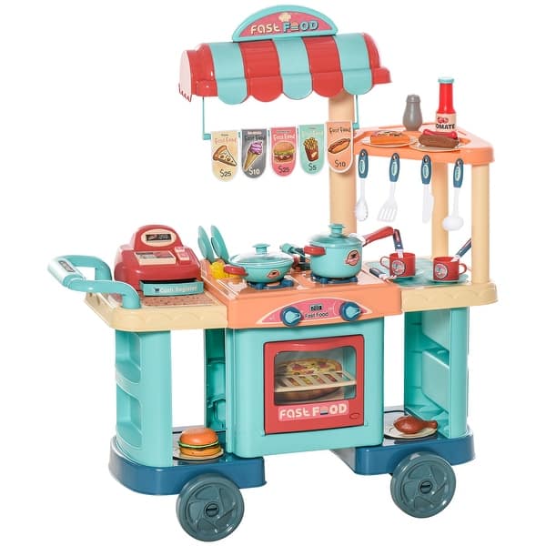 slide 2 of 5, Kids Kitchen Food Stand with Play Food, Cashier Register, Accessories Ages 3- 6 Kitchens