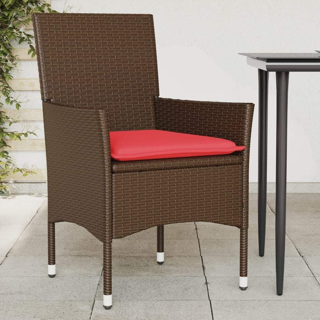 vidaXL Patio Chairs with Cushions 2 pcs Poly Rattan