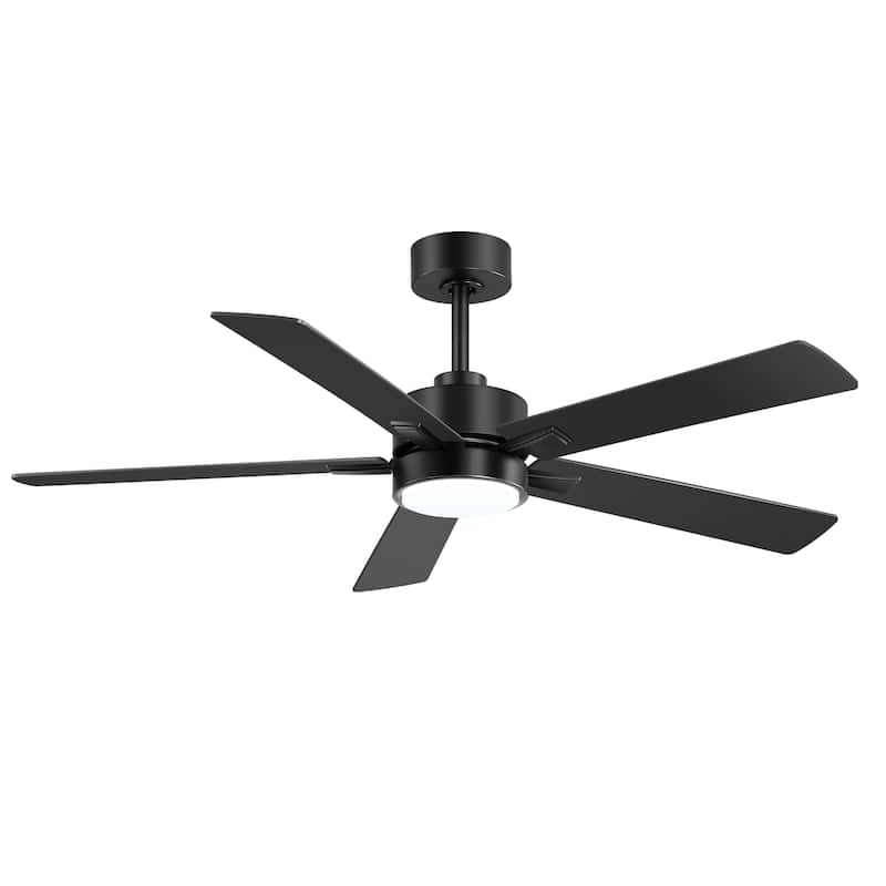 52 Inch Black 5-Blade Integrated LED Ceiling Fan with Light Remote