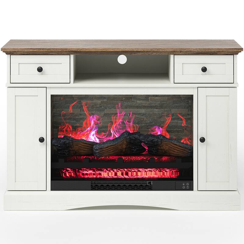 TV Stands with 28'' Fireplace - White