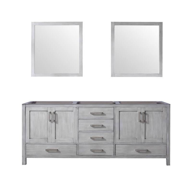 Jacques Bath Vanity No Top and Mirror - 80 inch - Distressed Grey