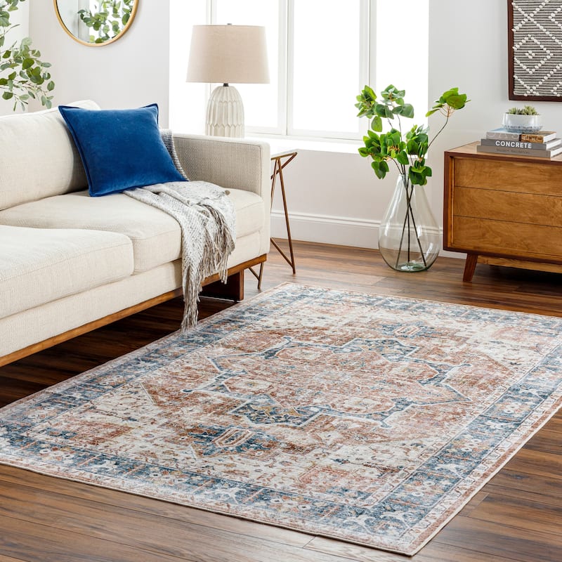 Syabira Machine Washable Traditional Area Rug - Rust - 3' 6" x 5' 6"