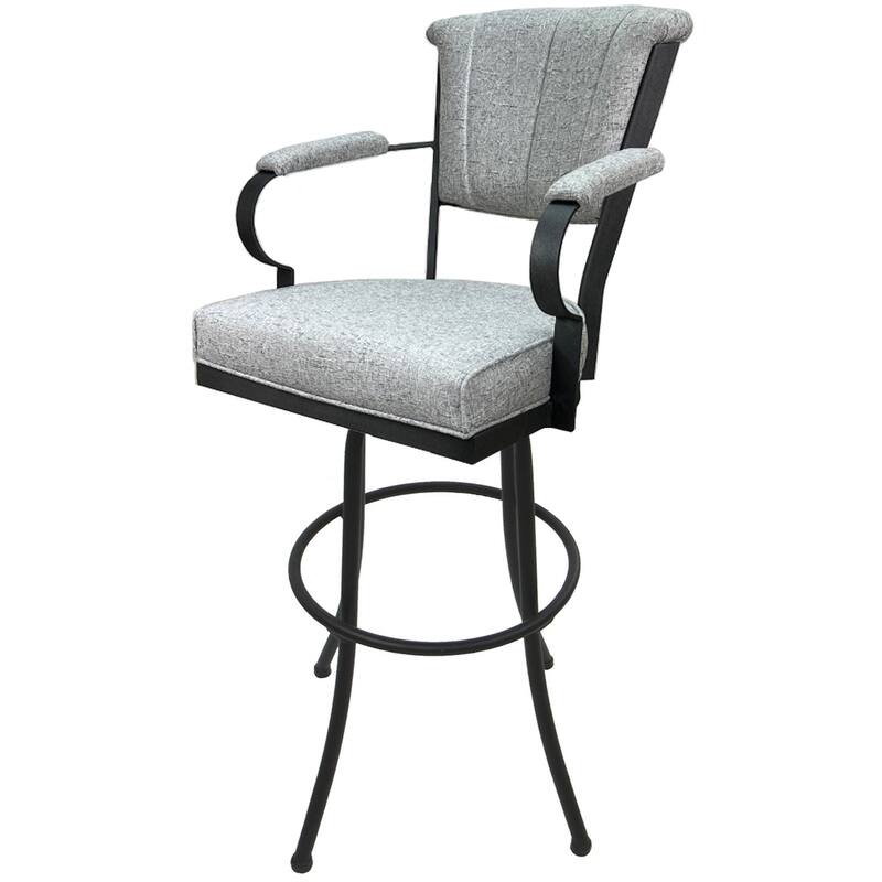 Miami Extra Tall 34" Spectator Metal Bar Stool on Noam Base - 34" Seat Height - Hemsath Slate - Grey