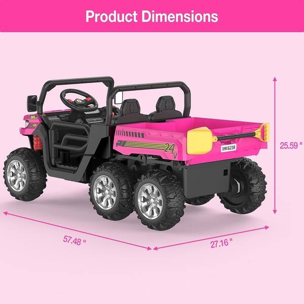 dimension image slide 2 of 5, 24V 2 Seater Ride On Dump Truck with Remote Control Electric UTV Car