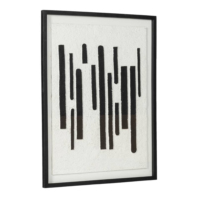 Mango Wood Canvas Shadow Box Wall Art Display - 48" Black/White