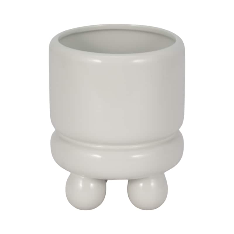 7" Knobby Footed Planter, White, , 7"H,