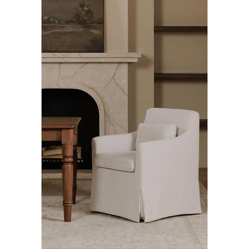 NADAAL STUDIOS Azalea, Slipcover Dining Chair With Lumbar Pillow - 26.75"W x28"D x34.3"H