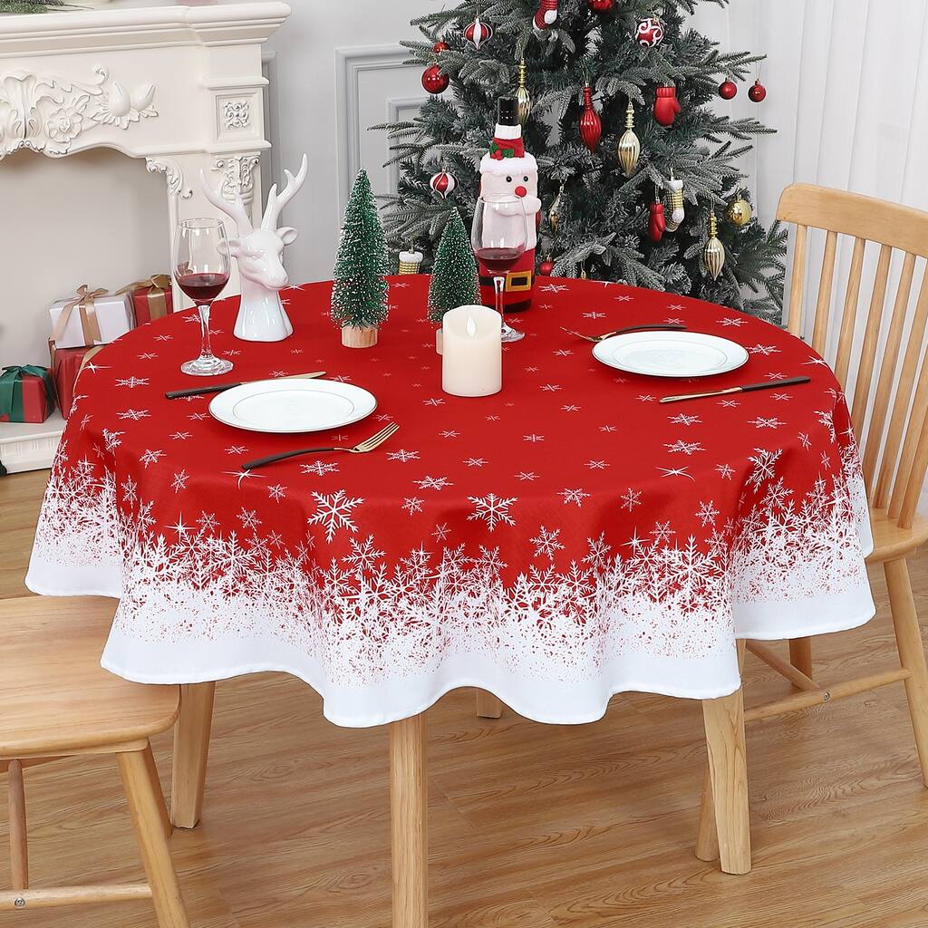 Christmas Tablecloth Snowflakes Xmas Decor for Round Tables
