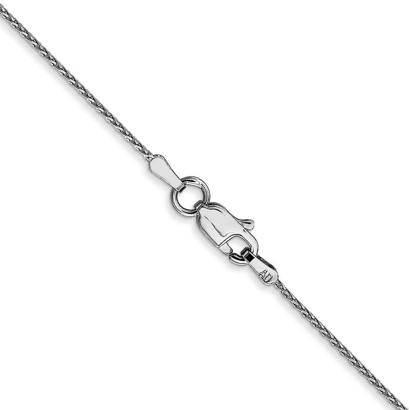 Curata 14k White Gold 10" 0.8mm Diamond-cut Parisian Wheat Chain Ankle Bracelet (Lobster-claw)