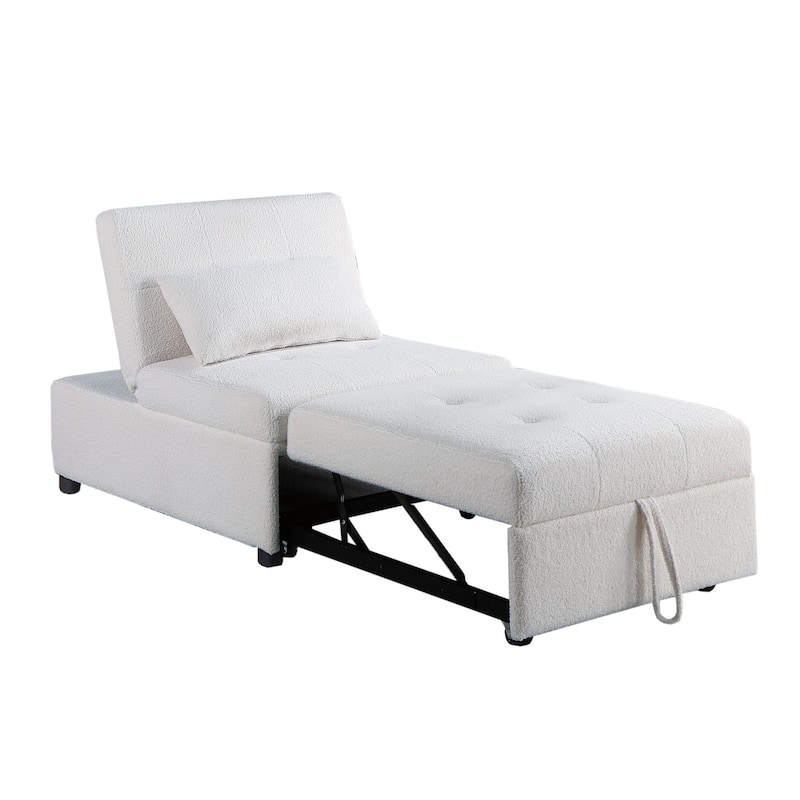 Sherpa Fabric Upholstered Sleeper Sofa Chair