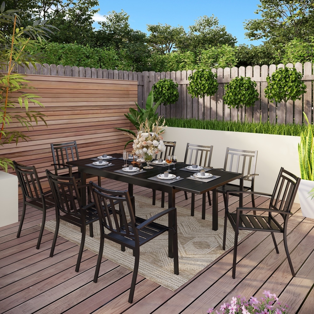 walnew 9 piece patio dining set