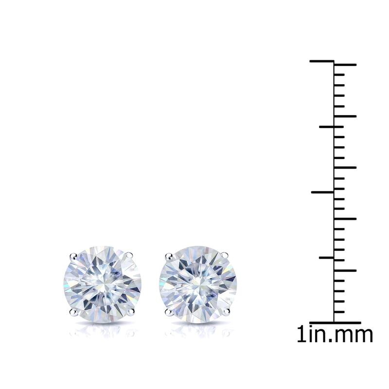 Auriya 3ct TW Round Moissanite Stud Earrings Platinum - 7.4 mm