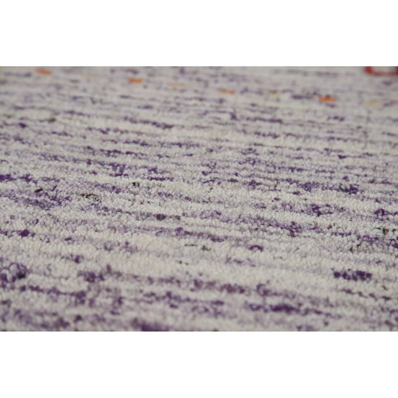 Tribal Gabbeh Indian Runner Rug Handmade Purple Wool Carpet - 2'4" x 9'6"