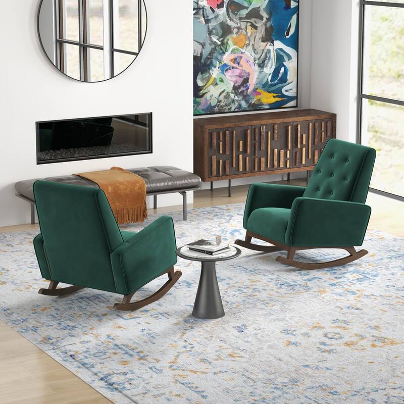 Werman Mid Century Pillow Back Linen Lounge Chair (Set of 2)