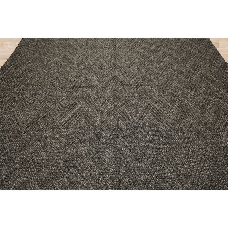 9x12 Tibetano Hand Knotted Flatweave Wool Tone on Tone Graphite Modern Rug - 9' x 12'