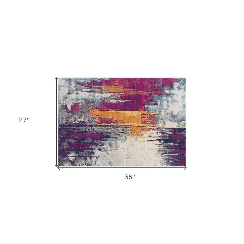 HomeRoots Abstract Mid-Century Rectangle Area Rug - 36 in. x 27 in. x 0.4 in.