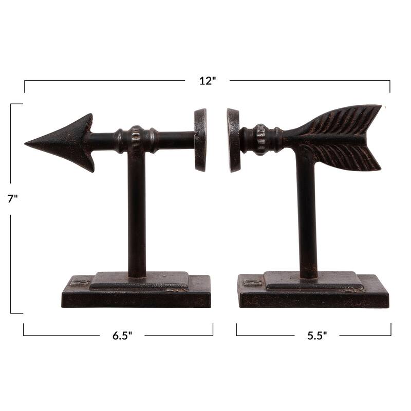 Arrow Shaped Cast Iron Bookends