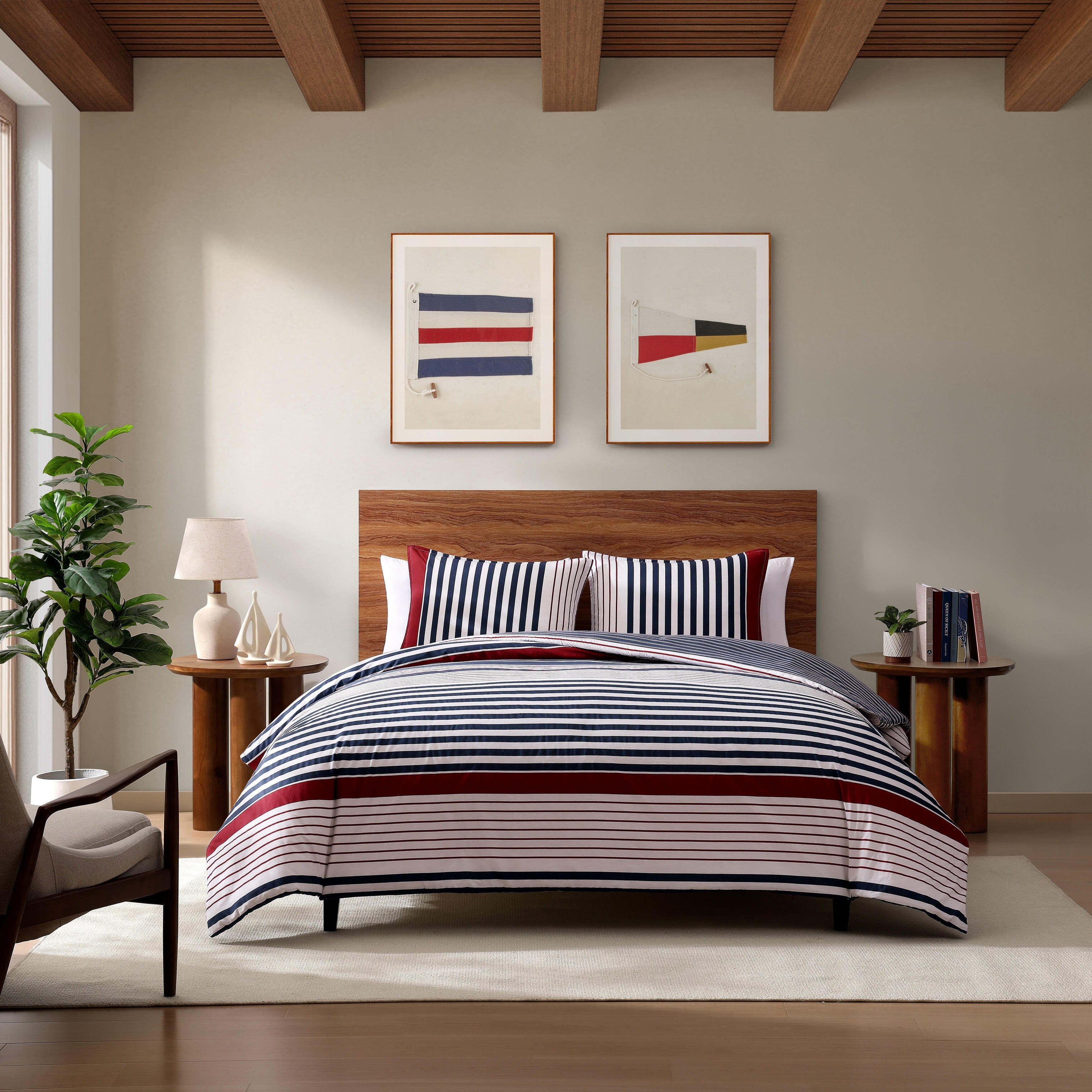 Tommy Hilfiger Brooklyn Stripe Cotton Reversible Blue Duvet Cover Set