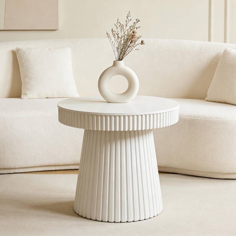 31.5 Inches Modern End Table, Round Accent Side Table, Small Dining Table, Nightstand & Bedside Table for Living Room, Bedroom