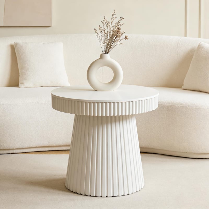 31.5 Inches Round Side Table, Modern Accent End Table, Small Dining Table, Nightstand & Bedside Table for Living Room, Bedroom