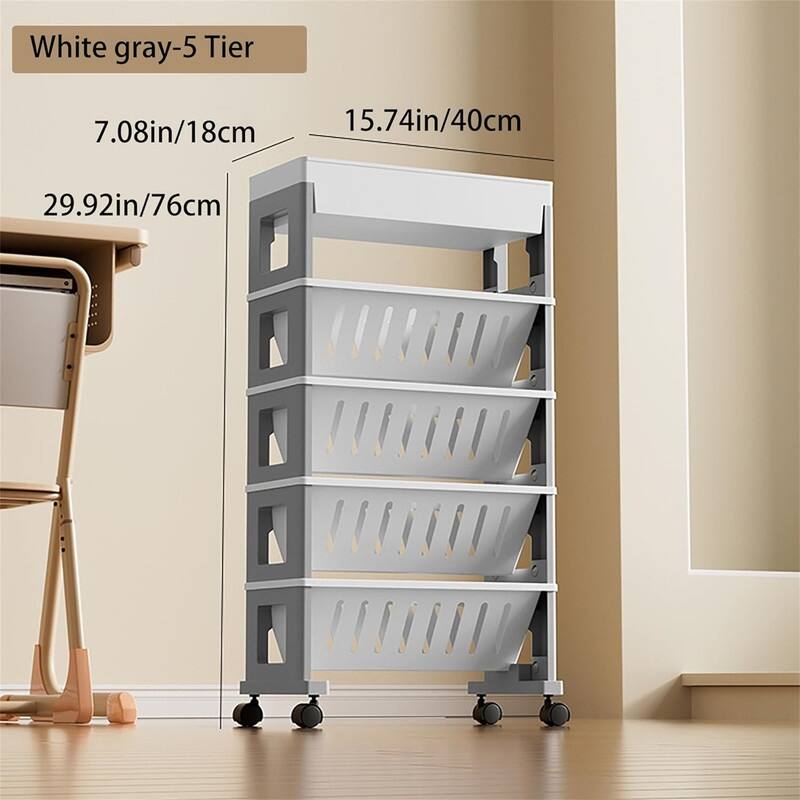 5 Tier Book Rack Storage Bookshelf - 7.1"D x 15.7"W x 29.9"H