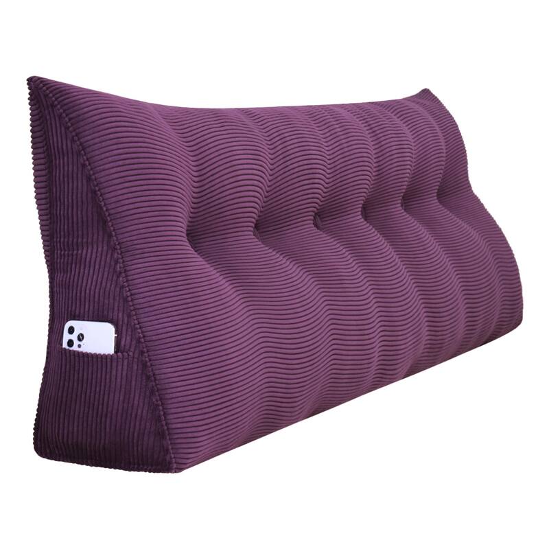 WOWMAX Large Reading Wedge Headboard Pillow for Bed Rest Back Support - California King - Purple