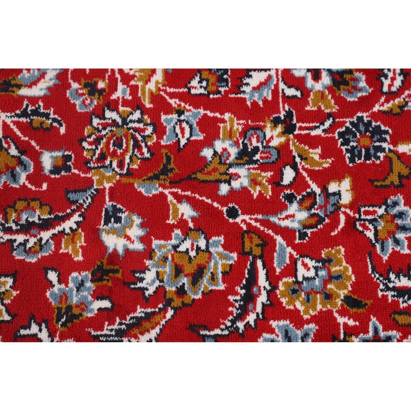 Floral Red Kashan Turkish Area Rug Machine Made Medallion Carpet - 9'7" x 12'11"