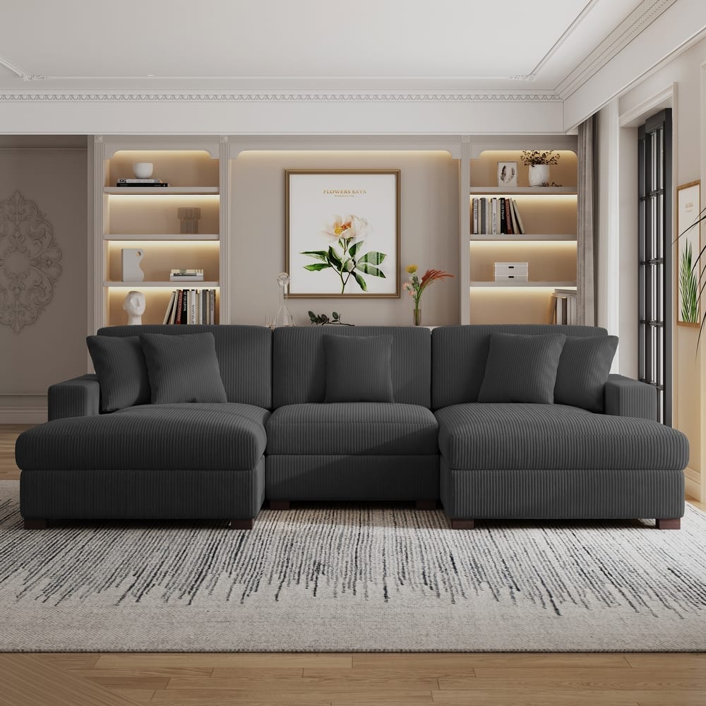 Modern Oversized Modular Sectional Sofa Set With Pillows