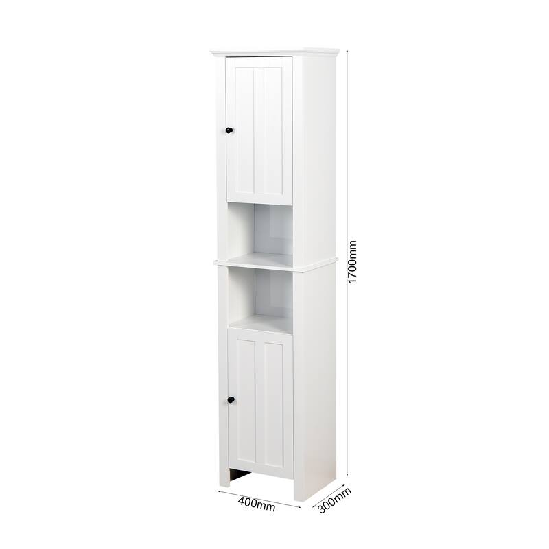 Corner Cabinet Tall Bathroom Storage Cabinet with Open Shelves, Floor Cabinet Toilet Paper Cabinet with 2 Doors