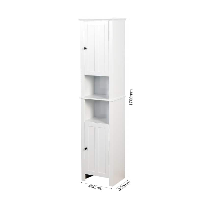 Tall Bathroom Storage Cabinet, Double Door Wood Corner Cabinet, Kitchen Pantry Cabinet with 6 Shelves for Laundry Room, Kitchen