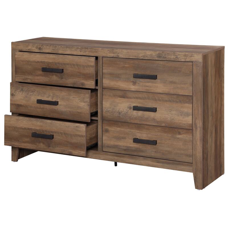 WAMPAT 6-Drawer Farmhouse Dresser - Wood TV Stand, Storage Chest for Bedroom & Hallway