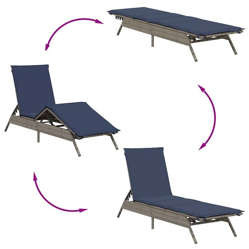 vidaXL Patio Sun Lounger Black/Brown/Grey - 9.1 x 31.0 x 13.2