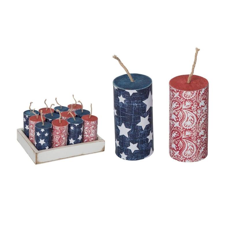 Transpac MDF Printed Firework Decor S/12 Home Decorations Patriotic
