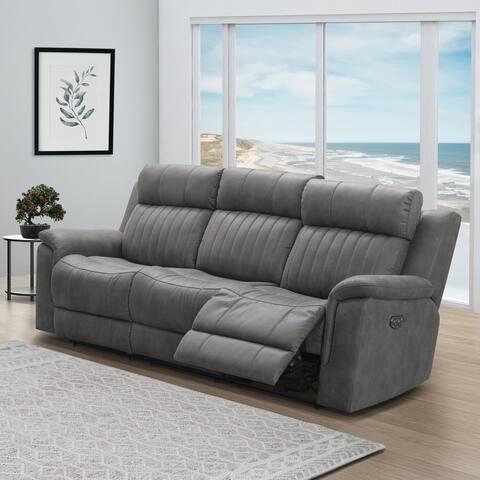 Abbyson Callahan Grey Fabric Dual Power Reclining Sofa