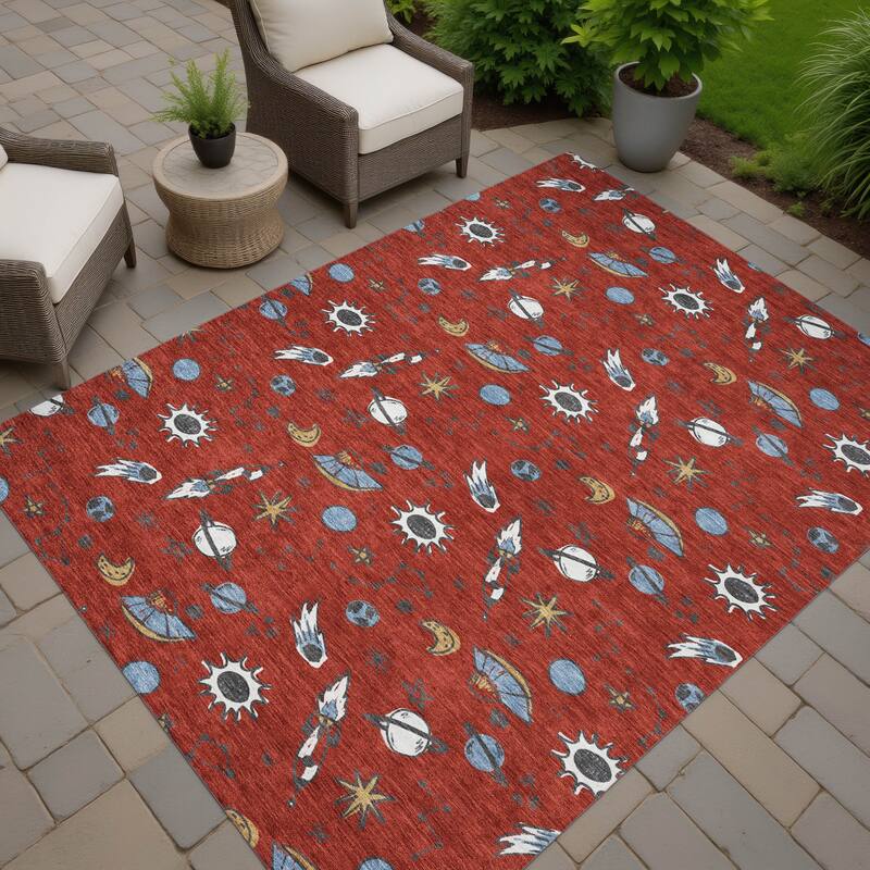 Machine Washable Indoor/ Outdoor Spaceship Chantille Rug