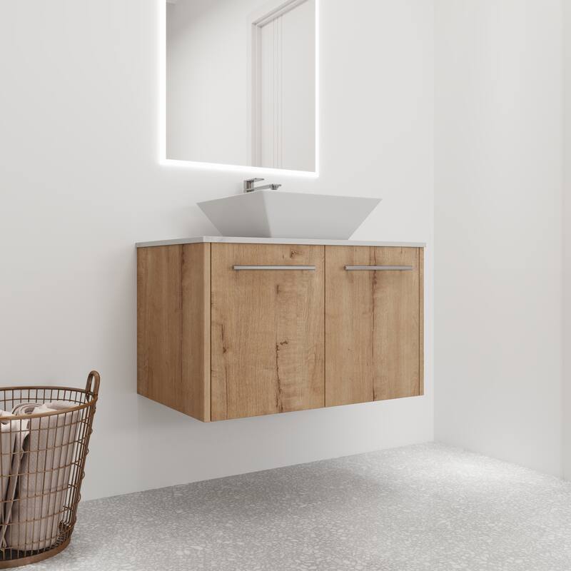 Bathroom Vanity With Sink In 24/30 Inch, Floating Bathroom Vanity With Soft Close Door