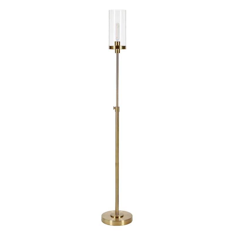 Metal Torchiere Floor Lamp with Drum and Cylinder Shade and Foot Switch - 11” x 11” x 66” (D x W x H)