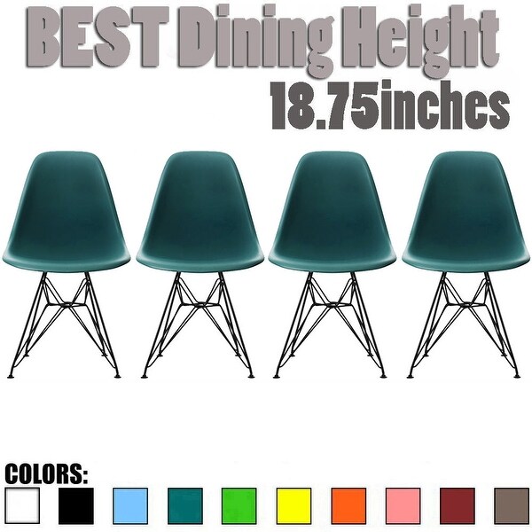 Set of 4 Eiffel Dowel Plastic Shell Molded Side Dining Chaira Dark Black Wire Metal Chrome Base Retro Kitchen DSW Desk. Opens flyout.